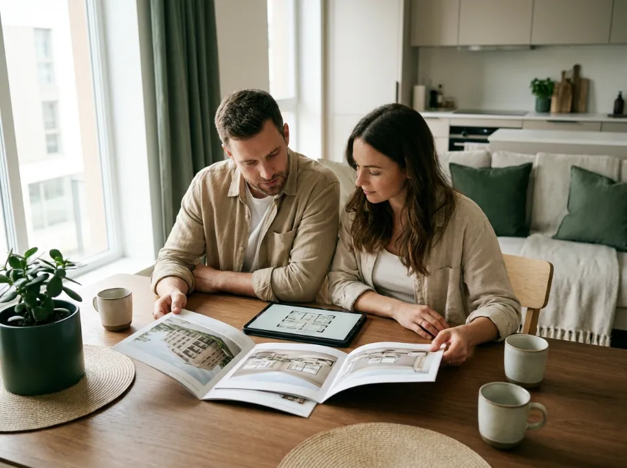 Buyers comparing shortlisted homes and property details