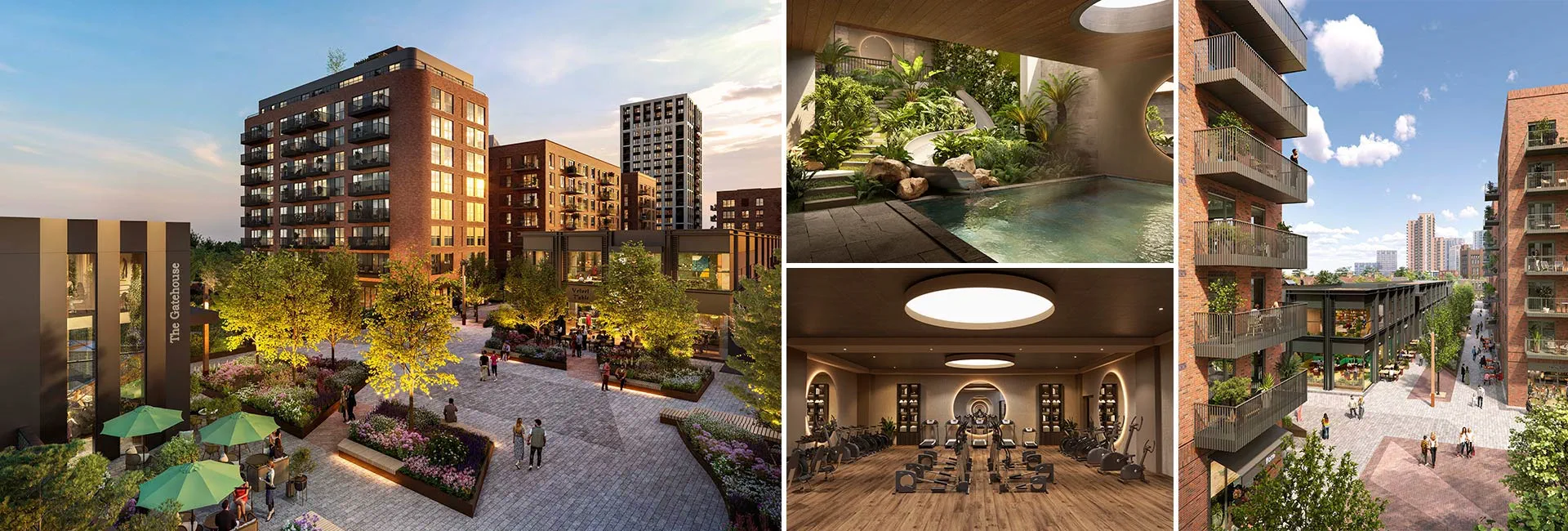 Contemporary homes and landscaped public space at The Green Quarter in Southall