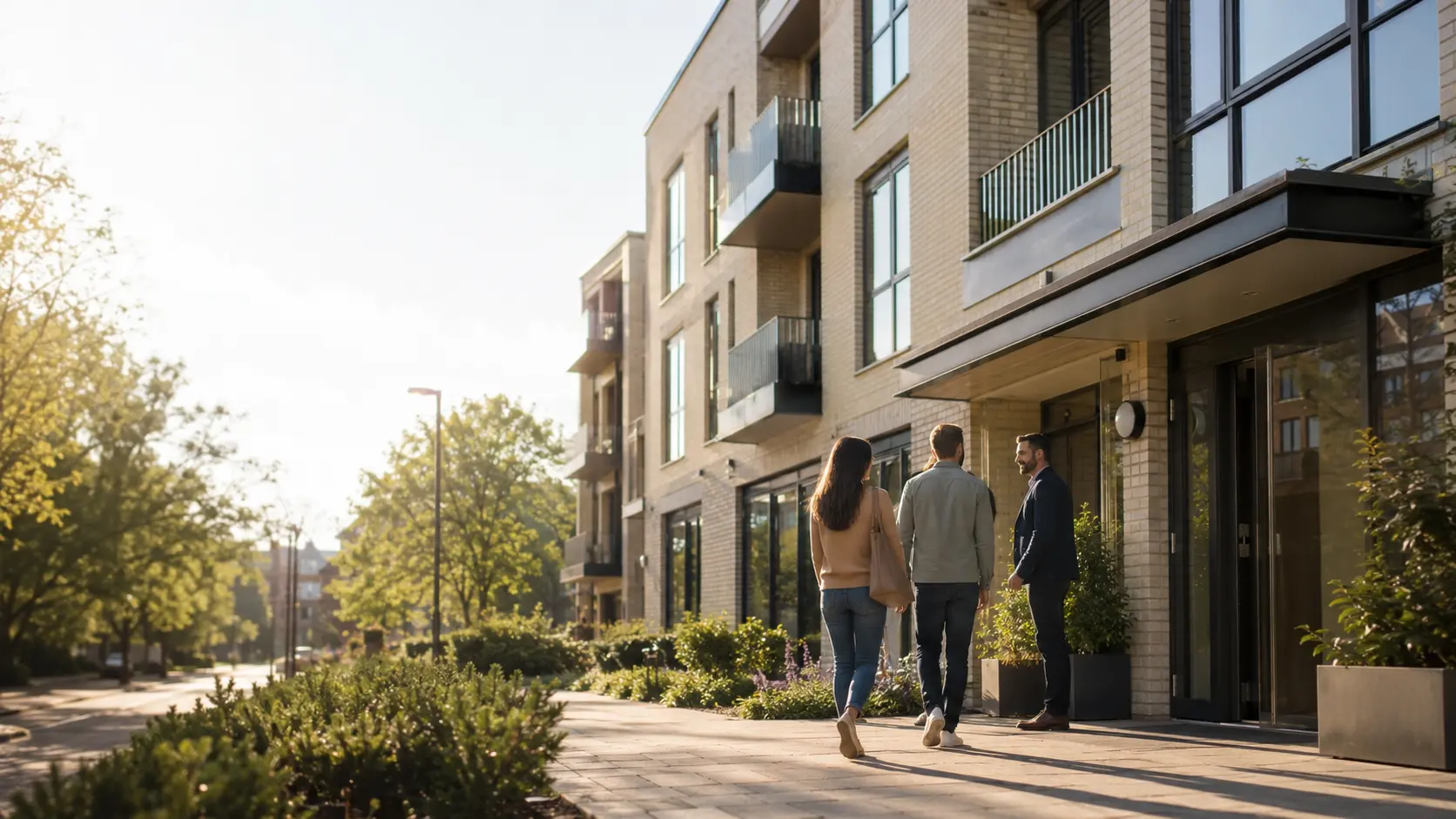 Buyer viewing a contemporary new-build home