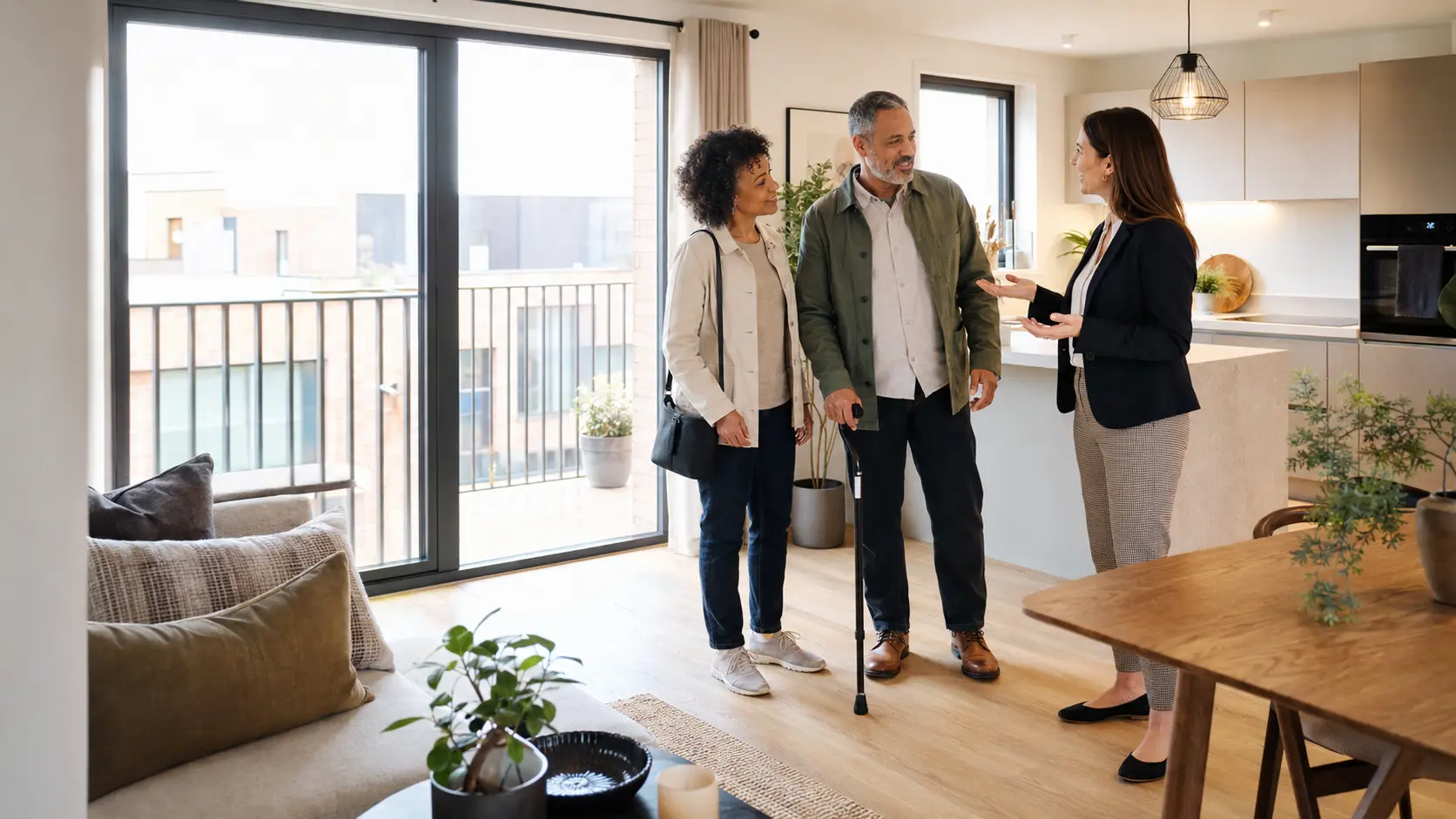 A buyer viewing a contemporary new-build property